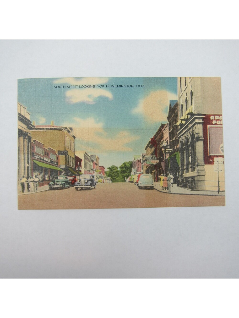 Vintage 1940s Postcard South Street Looking North Wilmington Ohio UNPOSTED RARE